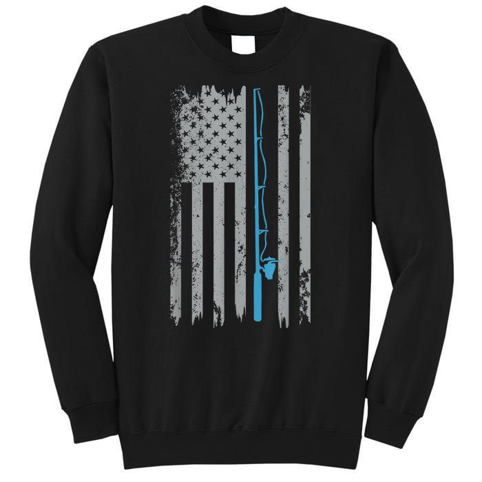 Vintage Fisherman American Flag Fishing Gift Tall Sweatshirt