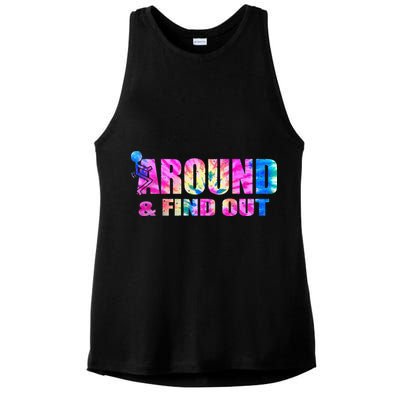 Vintaeg F Around And Find Out Tie Dye Lover Gift Ladies PosiCharge Tri-Blend Wicking Tank