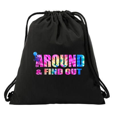 Vintaeg F Around And Find Out Tie Dye Lover Gift Drawstring Bag