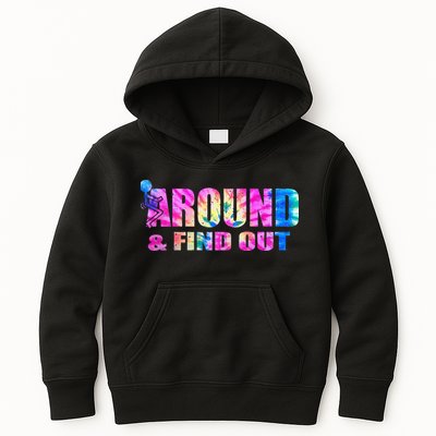 Vintaeg F Around And Find Out Tie Dye Lover Gift Kids Hoodie