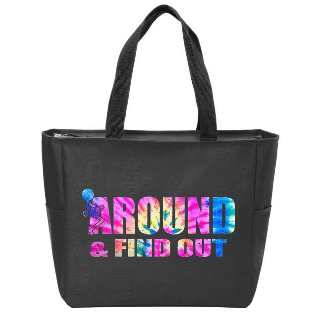 Vintaeg F Around And Find Out Tie Dye Lover Gift Zip Tote Bag