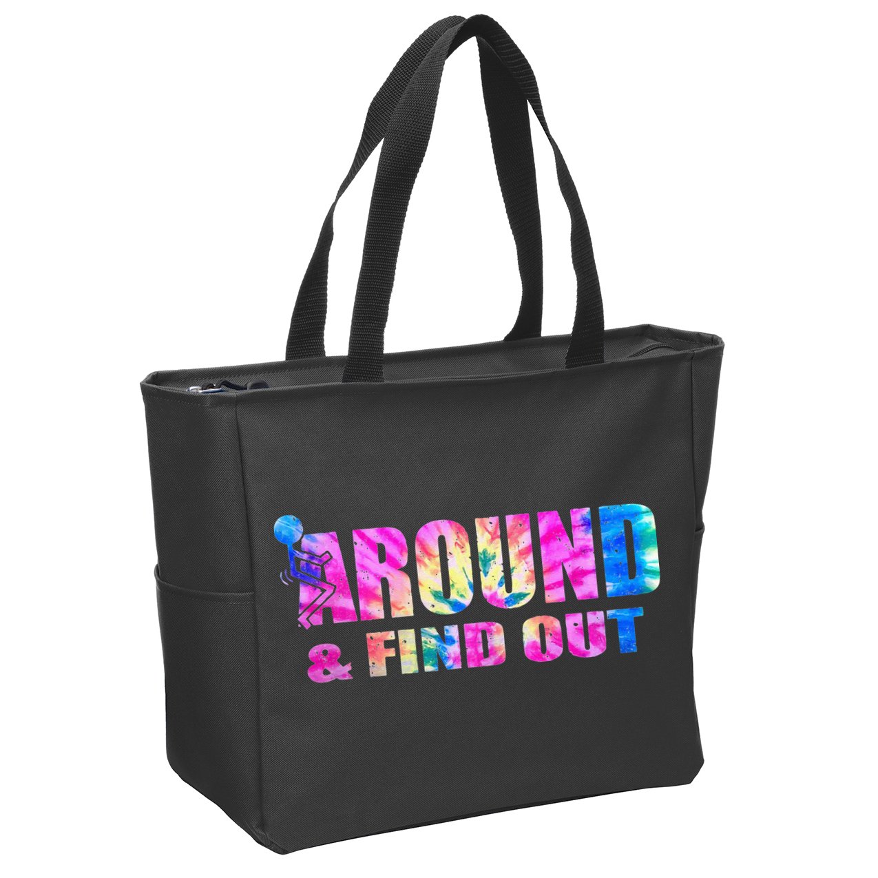 Vintaeg F Around And Find Out Tie Dye Lover Gift Zip Tote Bag