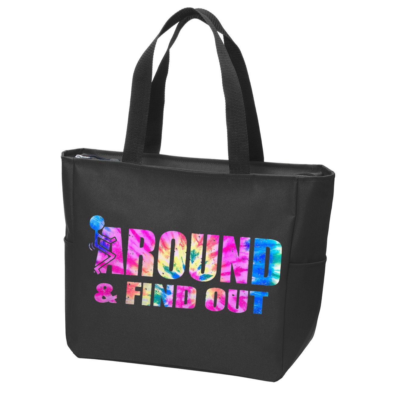 Vintaeg F Around And Find Out Tie Dye Lover Gift Zip Tote Bag
