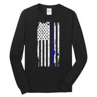 Vintage Fishing American Flag Gift Tall Long Sleeve T-Shirt