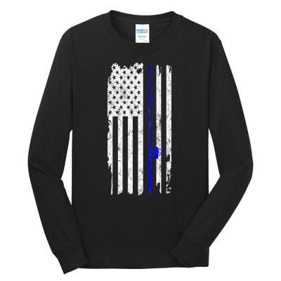 Vintage Fishing American Flag Gift Tall Long Sleeve T-Shirt