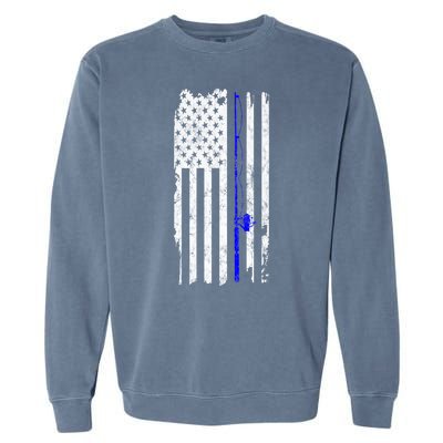 Vintage Fishing American Flag Gift Garment-Dyed Sweatshirt