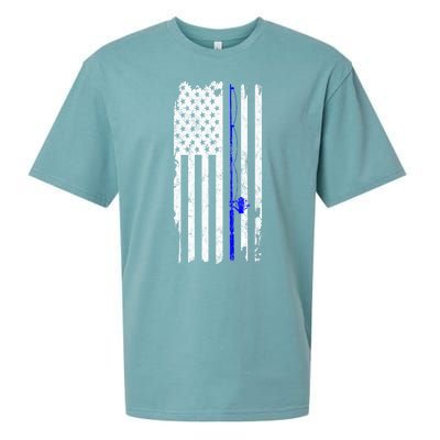 Vintage Fishing American Flag Gift Sueded Cloud Jersey T-Shirt