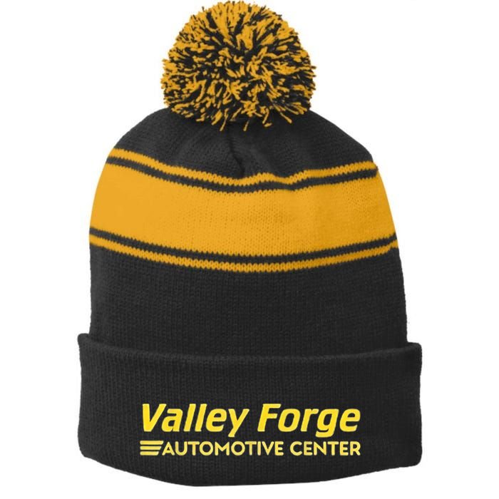 Valley Forge Automotive Center Stripe Pom Pom Beanie