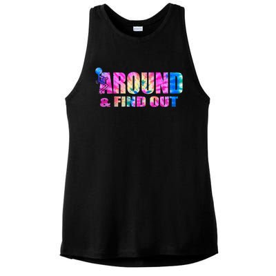 Vintaeg F Around And Find Out Tie Dye Lover Gift Ladies PosiCharge Tri-Blend Wicking Tank