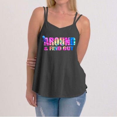 Vintaeg F Around And Find Out Tie Dye Lover Gift Women's Strappy Tank