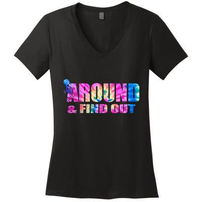 Vintaeg F Around And Find Out Tie Dye Lover Gift Women's V-Neck T-Shirt