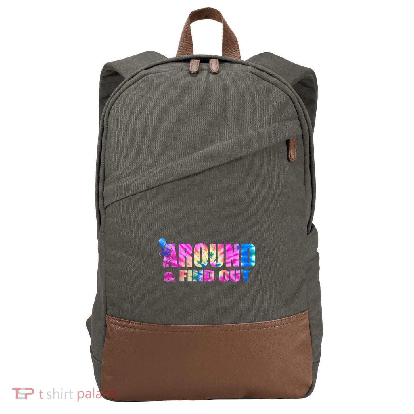 Vintaeg F Around And Find Out Tie Dye Lover Gift Cotton Canvas Backpack