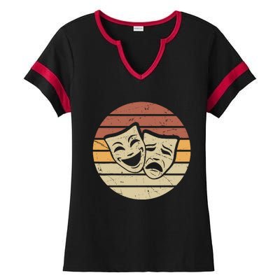 Vintage Face Actor And Actress In Theater Ladies Halftime Notch Neck Tee