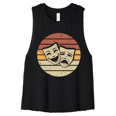 Vintage Face Actor And Actress In Theater Women's Racerback Cropped Tank