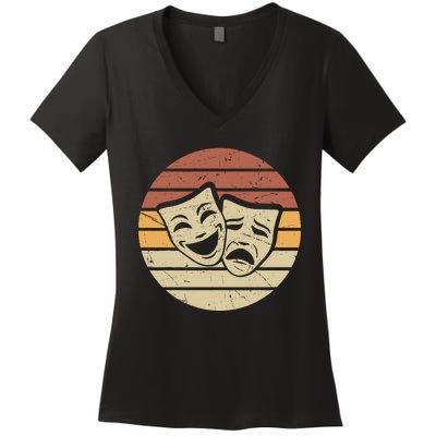 Vintage Face Actor And Actress In Theater Women's V-Neck T-Shirt