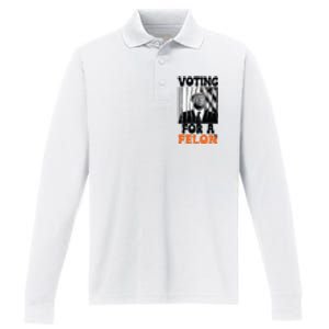 Voting For A Felon Performance Long Sleeve Polo