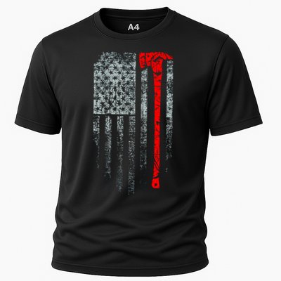 Vintage Firefighter American Grunge Flag & Axe Performance Shirt