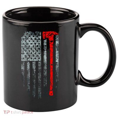 Vintage Firefighter American Grunge Flag & Axe 11oz C Handle Ceramic Mug