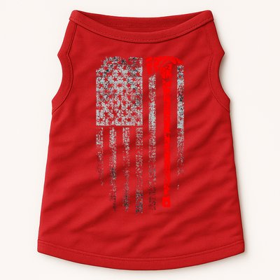 Vintage Firefighter American Grunge Flag & Axe Doggie Tank