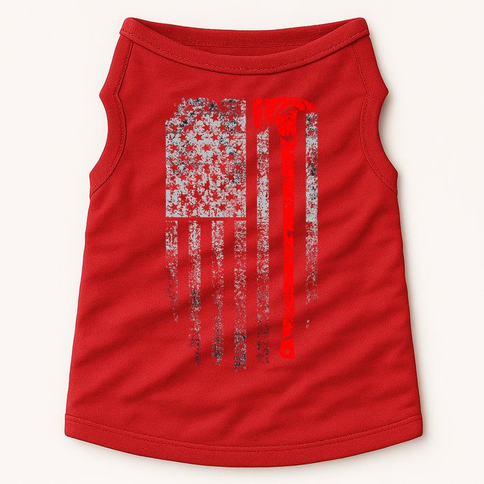 Vintage Firefighter American Grunge Flag & Axe Doggie Tank