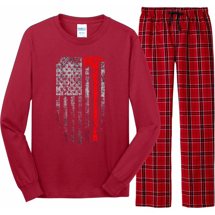 Vintage Firefighter American Grunge Flag & Axe Long Sleeve Pajama Set