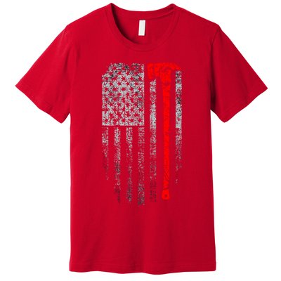 Vintage Firefighter American Grunge Flag & Axe Premium T-Shirt
