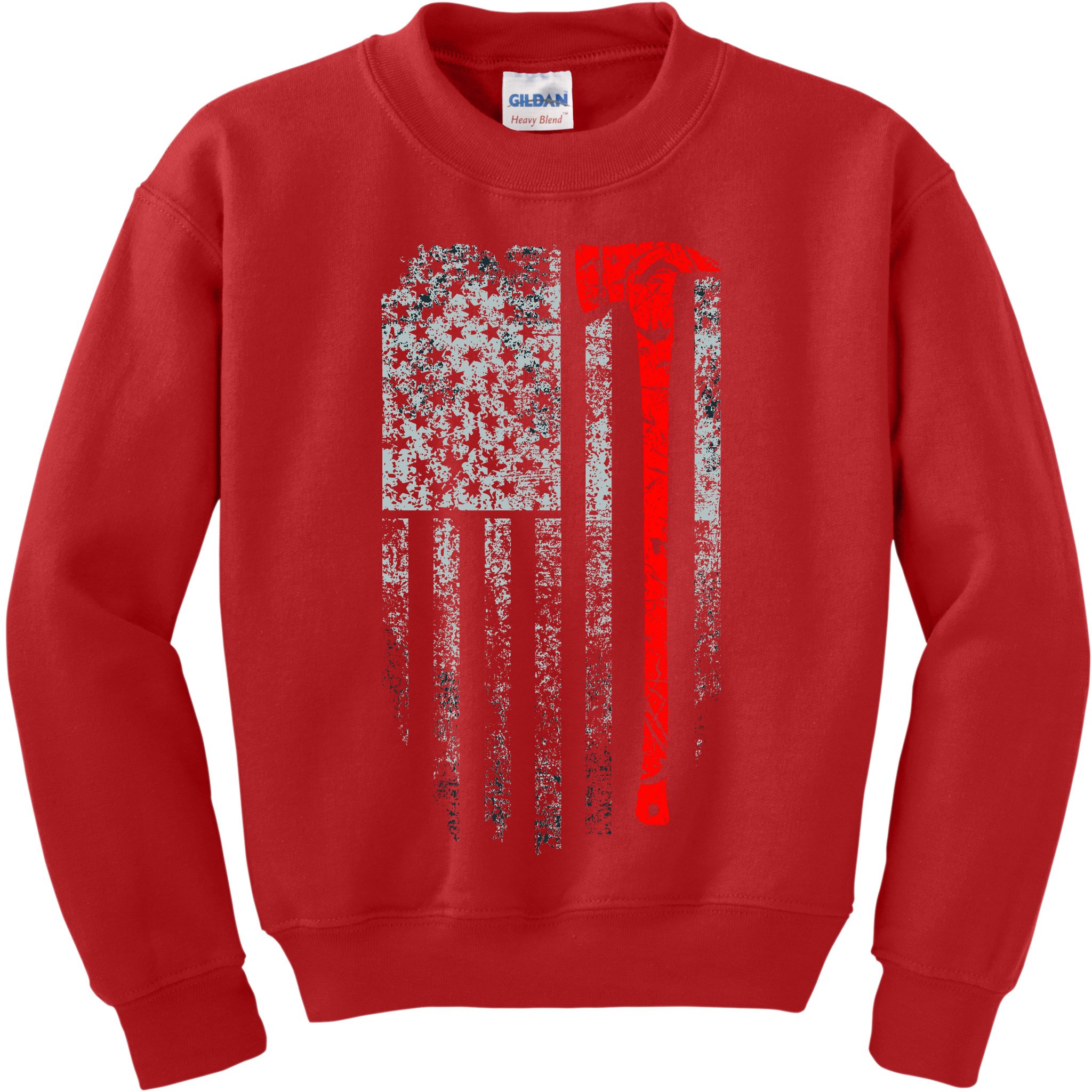 Vintage Firefighter American Grunge Flag & Axe Kids Sweatshirt