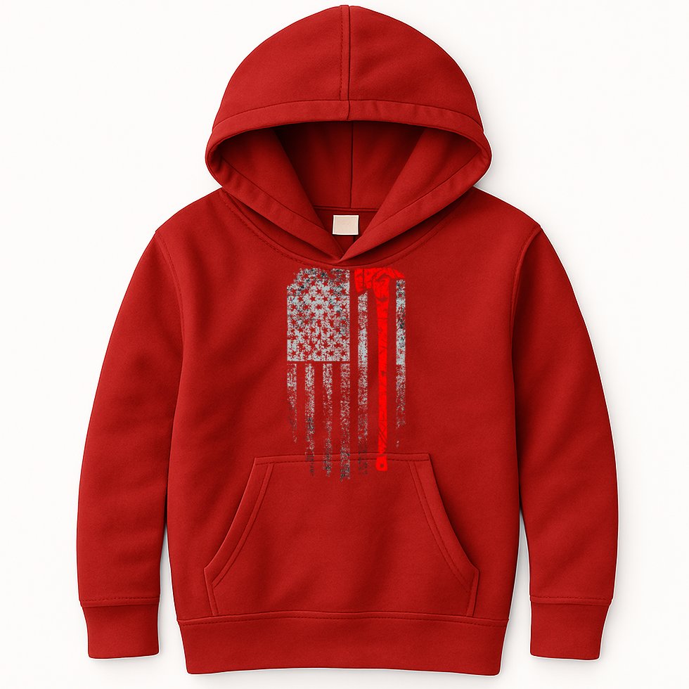 Vintage Firefighter American Grunge Flag & Axe Kids Hoodie