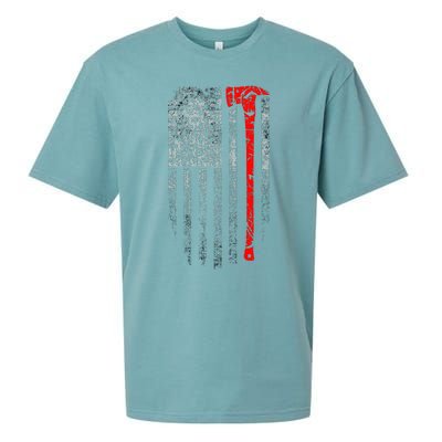 Vintage Firefighter American Grunge Flag & Axe Sueded Cloud Jersey T-Shirt