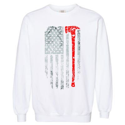 Vintage Firefighter American Grunge Flag & Axe Garment-Dyed Sweatshirt