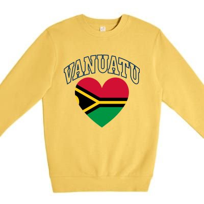 Vanuatu Flag Athletic Heart Souvenir Gift Premium Crewneck Sweatshirt