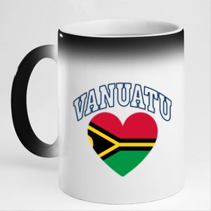 Vanuatu Flag Athletic Heart Souvenir Gift 11oz Black Color Changing Mug