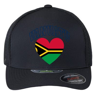 Vanuatu Flag Athletic Heart Souvenir Gift Flexfit Unipanel Trucker Cap