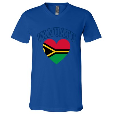 Vanuatu Flag Athletic Heart Souvenir Gift V-Neck T-Shirt