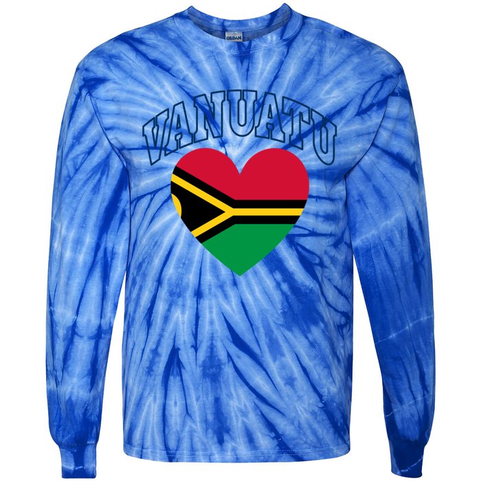 Vanuatu Flag Athletic Heart Souvenir Gift Tie-Dye Long Sleeve Shirt