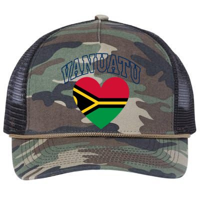 Vanuatu Flag Athletic Heart Souvenir Gift Retro Rope Trucker Hat Cap