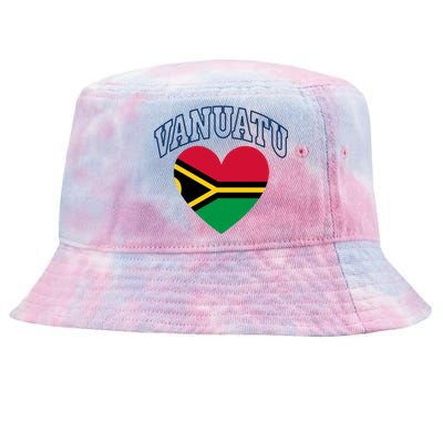 Vanuatu Flag Athletic Heart Souvenir Gift Tie-Dyed Bucket Hat