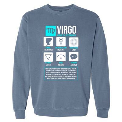 Virgo Facts Astrology Horoscope Astrological Zodiac Sign Funny Gift Garment-Dyed Sweatshirt