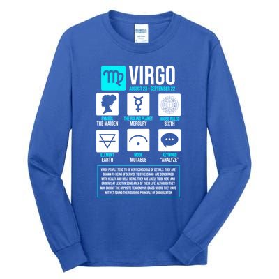 Virgo Facts Astrology Horoscope Astrological Zodiac Sign Funny Gift Tall Long Sleeve T-Shirt