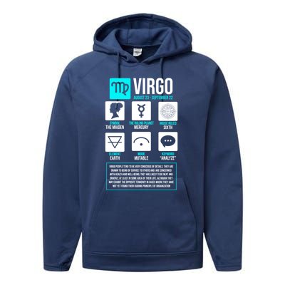 Virgo Facts Astrology Horoscope Astrological Zodiac Sign Funny Gift Performance Fleece Hoodie