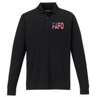 vintage FAFO American Flag Performance Long Sleeve Polo