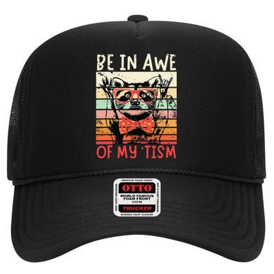 Vintage Funny Autism Be In Awe Of My Tism Adult Awe Tism High Crown Mesh Back Trucker Hat