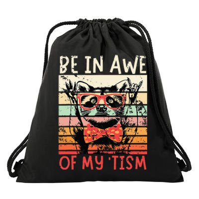 Vintage Funny Autism Be In Awe Of My Tism Adult Awe Tism Drawstring Bag