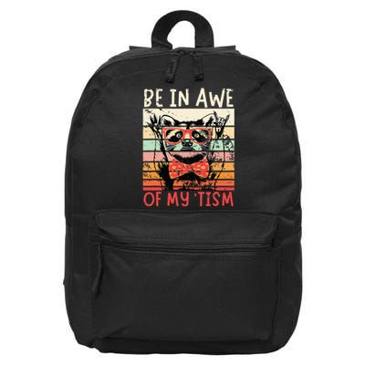 Vintage Funny Autism Be In Awe Of My Tism Adult Awe Tism 16 in Basic Backpack