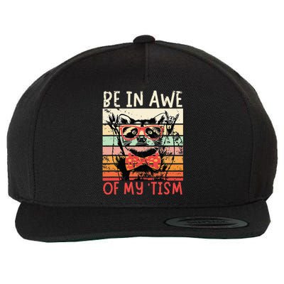 Vintage Funny Autism Be In Awe Of My Tism Adult Awe Tism Wool Snapback Cap