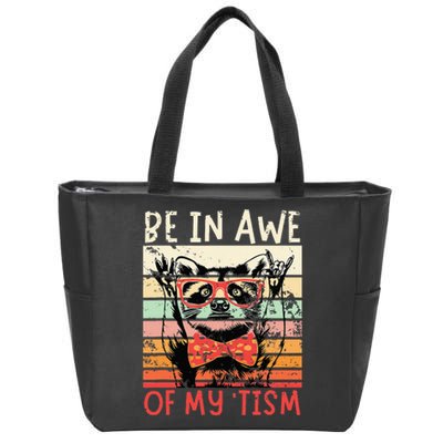 Vintage Funny Autism Be In Awe Of My Tism Adult Awe Tism Zip Tote Bag