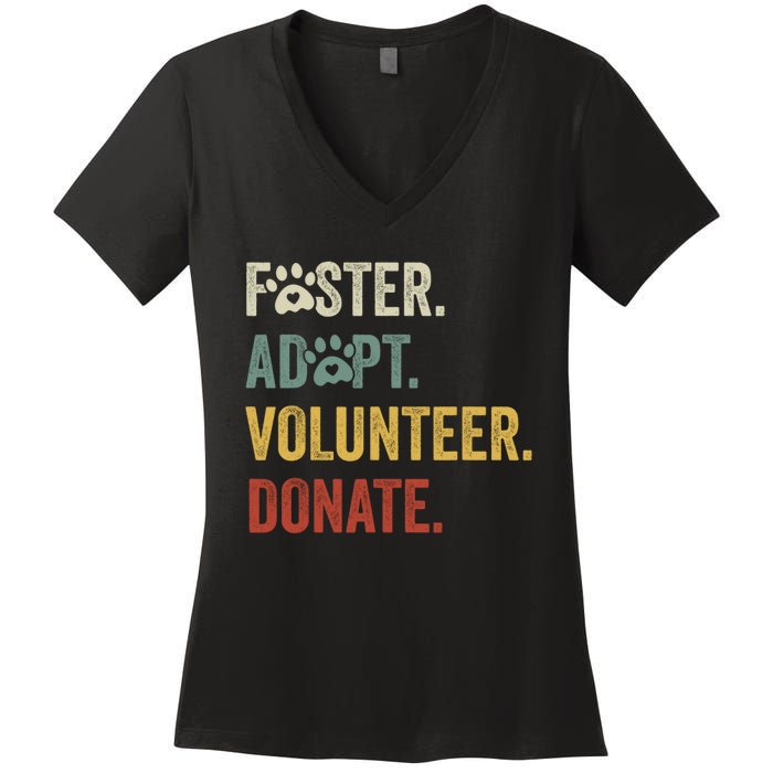 Vintage Foster Adopt Volunteer Donate Animals Rescue Shelter Women's V-Neck T-Shirt