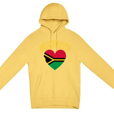 Vanuatu Flag Athletic Heart Gift Premium Pullover Hoodie