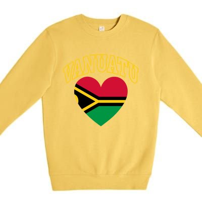 Vanuatu Flag Athletic Heart Gift Premium Crewneck Sweatshirt