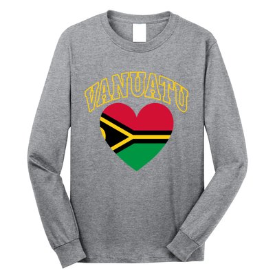 Vanuatu Flag Athletic Heart Gift Long Sleeve Shirt